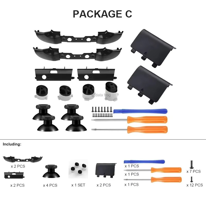 DATA FROG Ersatz-Set für Xbox One S und Slim Controller: 3D-Analog-Stick, Stoßstangen und Auslösetasten in Schwarz - Bild 2