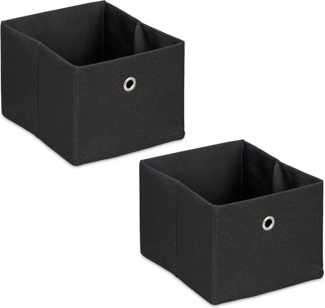 Relaxdays Aufbewahrungsbox 2er Set aus Stoff in Schwarz, faltbar, B/T/H: 16 x 20,5 x 25 cm - Bild 1