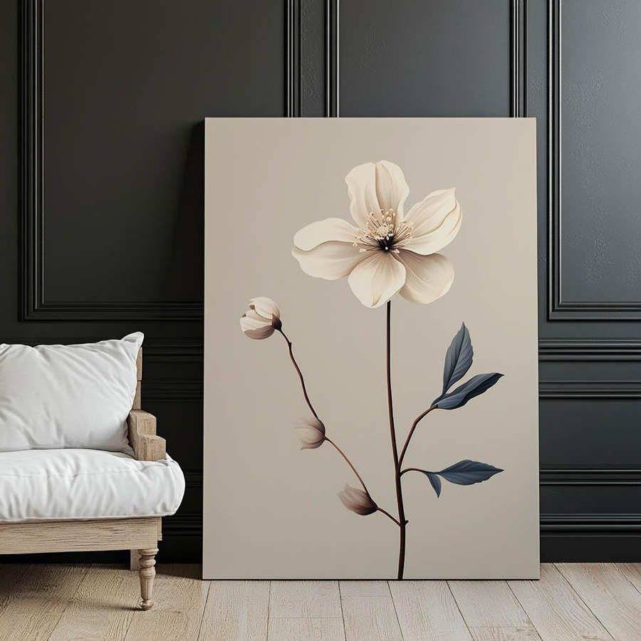 iKable Wandbild Weiße Anemone in minimalistischem Design, Rahmen Holz Dunkelbraun, B: 30 cm, H: 40 cm - Bild 3