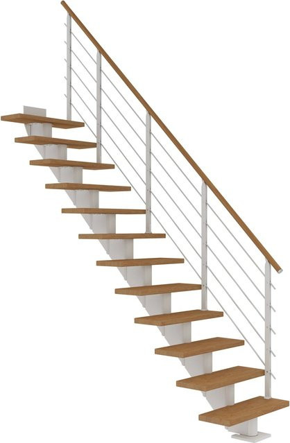 Dolle Mittelholmtreppe Hamburg Gerade in Eiche mit einer Höhe von bis zu 258 cm und einer Breite von 85 cm - Bild 1