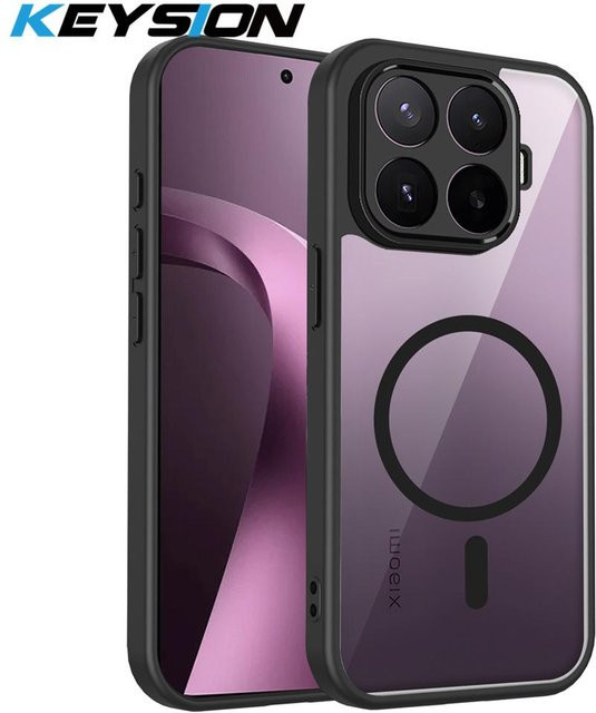 KEYSION Magnetische Handyhülle für Xiaomi 17T 17T Pro 5G, Transparente Silikon und PC Rückabdeckung, Schwarz - Bild 1