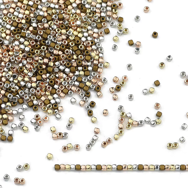 wlyees Perlen, quadratisch, goldfarben, 3 mm, Mixed Color - Bild 3