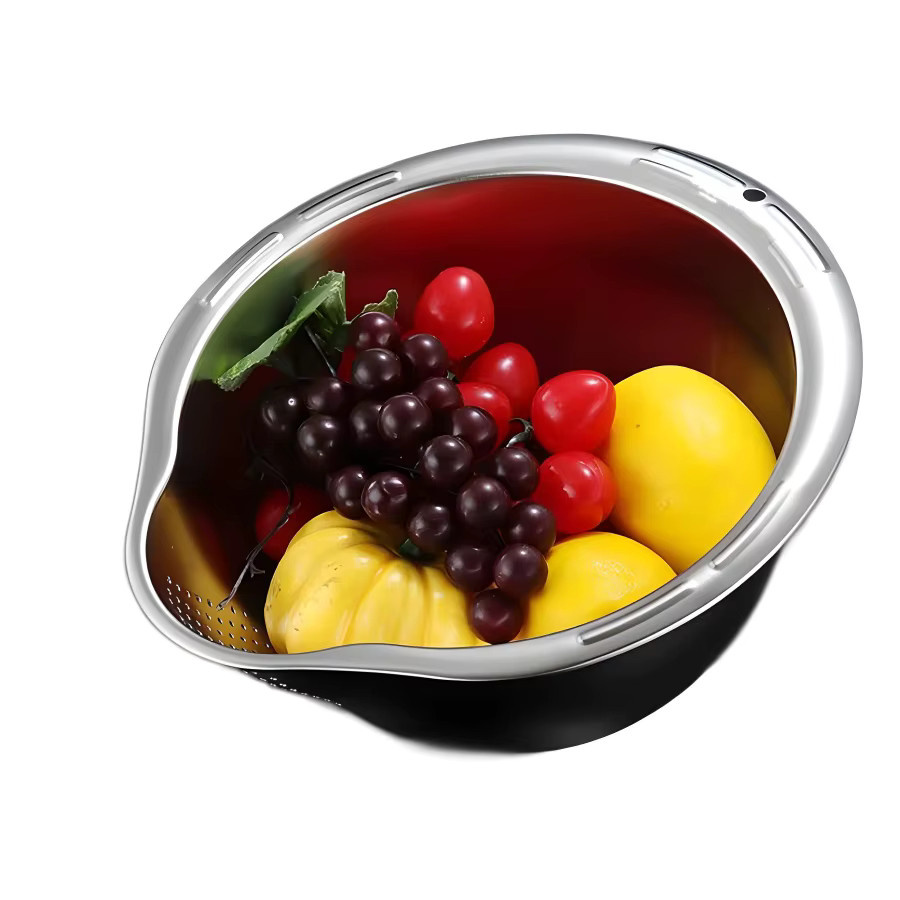 BAIJL Reiswaschschüssel aus Edelstahl in Silber als Reissieb und Obst- sowie Gemüsesieb - Bild 5