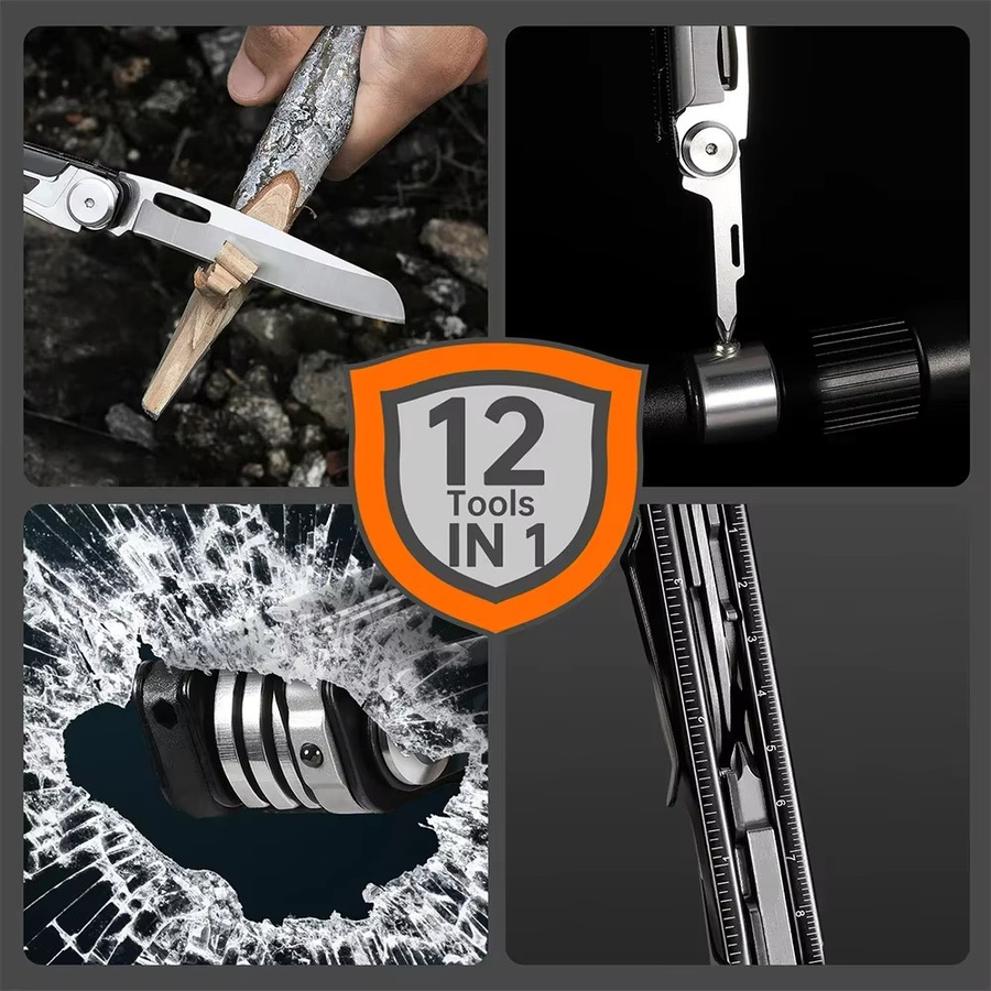 NexTool 12-in-1 Multitool Messer in Schwarz als Outdoor Survival Kit mit Schere und Schraubendreher für deine EDC-Ausrüstung - Bild 4