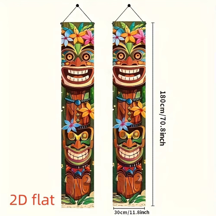 VIKAMA Tiki-Totem-Druck, dekorative Türpaare für den Außenbereich und die Veranda in Mehrfarbig, B/H: 180 x 30 cm - Bild 5