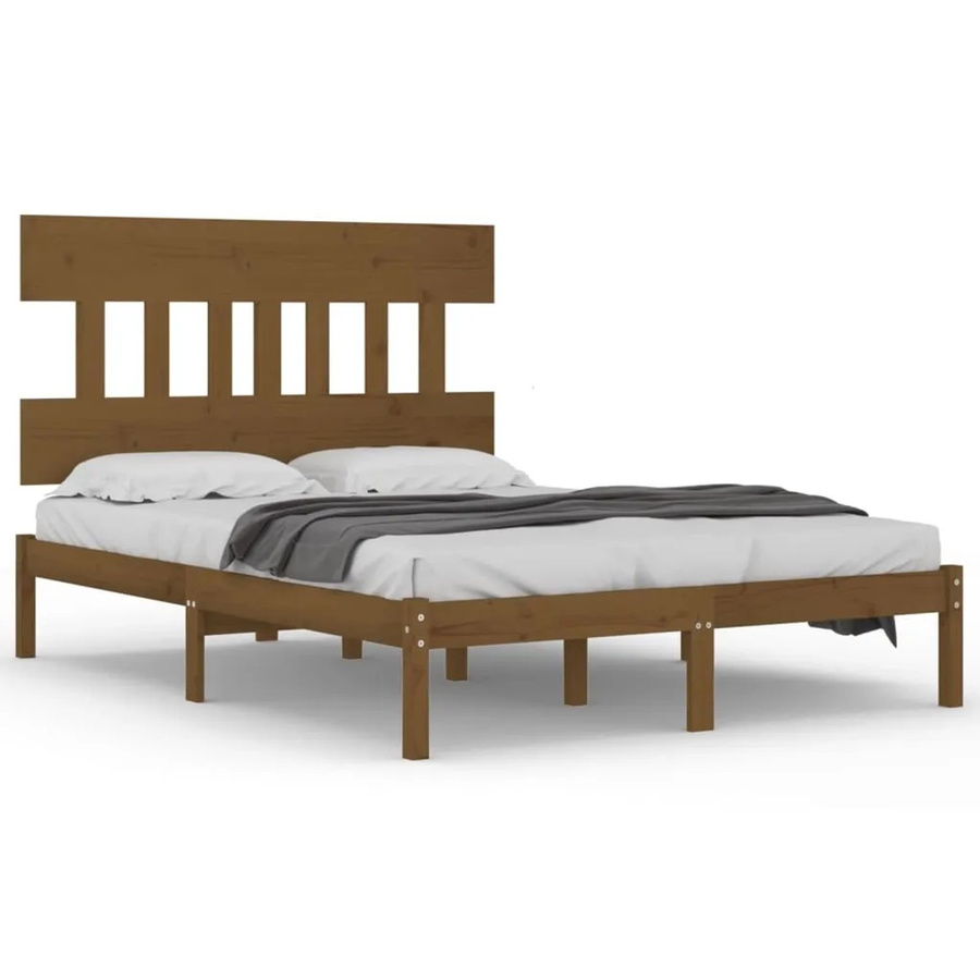 vidaXL Massivholzbett aus Kiefer in Honigbraun B/T/H: 200 x 200 x 205,5 cm - Bild 2