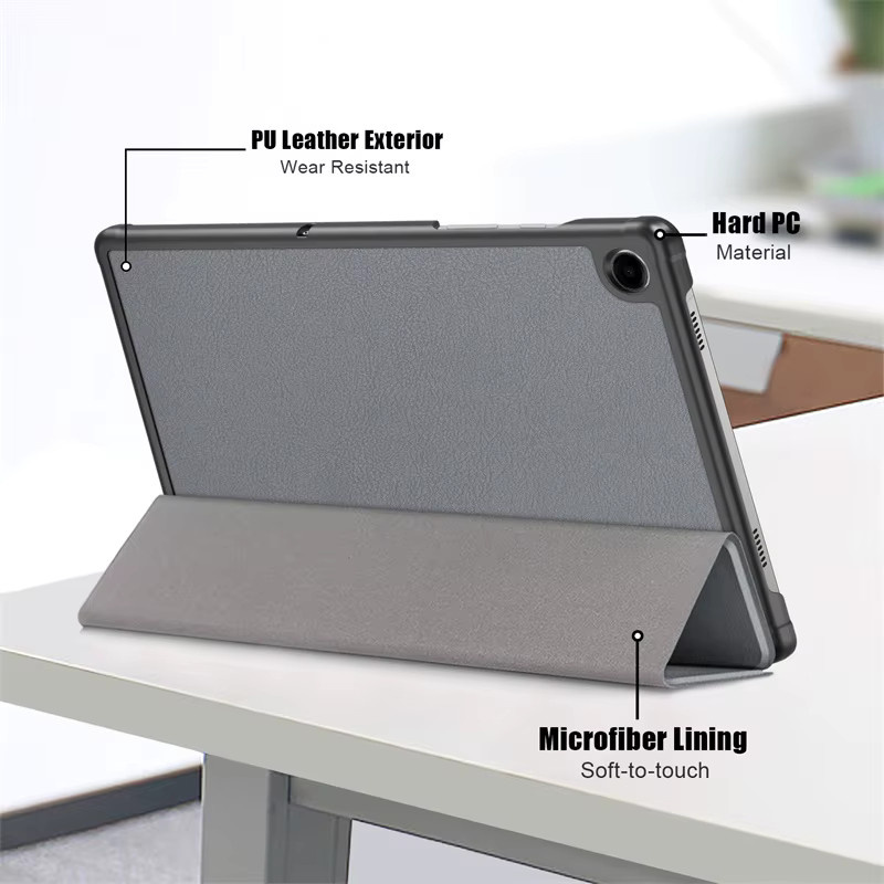 Samsung Galaxy Tab A11 Plus X230 Smart Cover aus magnetischem Leder mit Trifold-Funktion in Blau und Grau - Bild 4