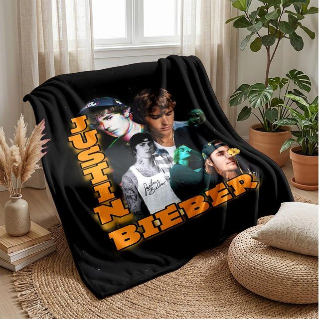 Justin Bieber Bedruckte Flanelldecke WildHue C Schwarz B/B: 130 cm, L: 150 cm - Bild 1