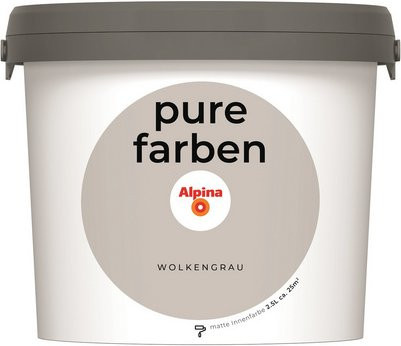 Alpina Wandfarbe Pure Farben Wolkengrau matt 2,5 l - Bild 1