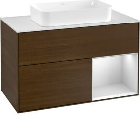V&B Waschtischunterschrank Finion 100 mit Wandbeleuchtung in Weiß lackiert - Bild 1