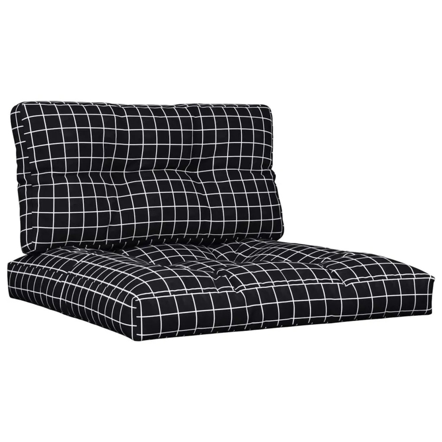 vidaXL Palettenkissen 2-teiliges Set Schwarz Karomuster aus wasserabweisendem Polyester - Bild 2