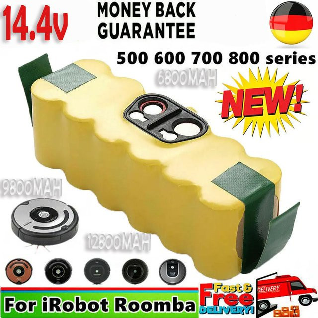 iRobot Roomba Akku 14,4V 4800mAh Li-Ion Wiederaufladbarer Ersatzakku für 500 550 560 600 650 698 780 980 976 Serie in Gelb - Bild 1