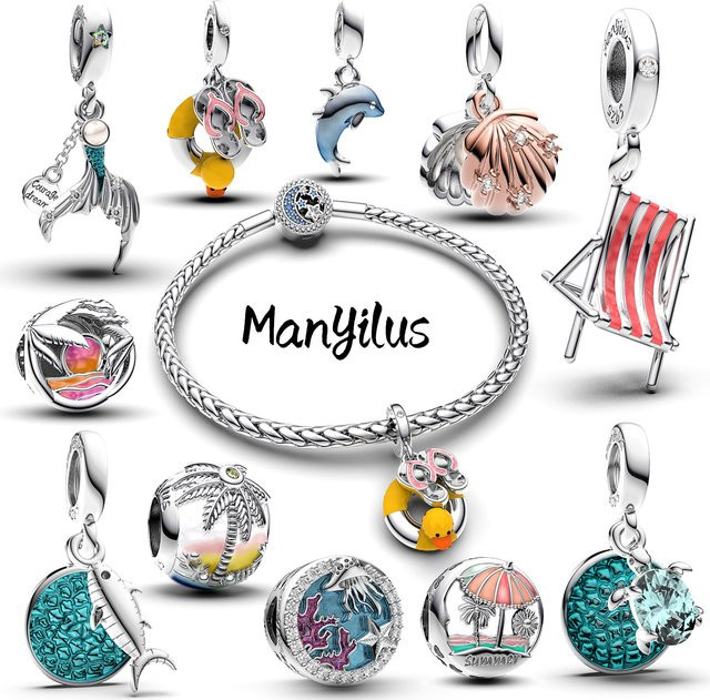 Manyilus Charms Anhänger, 925 Silber, Perle, Zirkonia, Damen - Bild 1