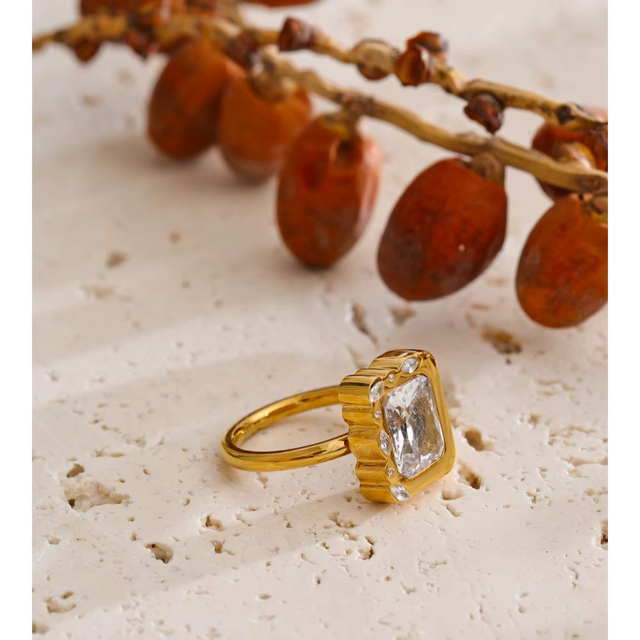 Yhpup Edelstahlring, Gold, Zirkonia, Größe 67.8, Unisex - Bild 2