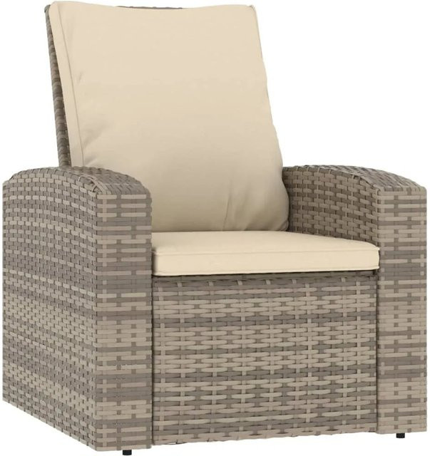 vidaXL Gartensessel aus PE-Rattan und Stahl mit Kissen in Braun und Beige, verstellbar mit Armlehnen - Bild 1