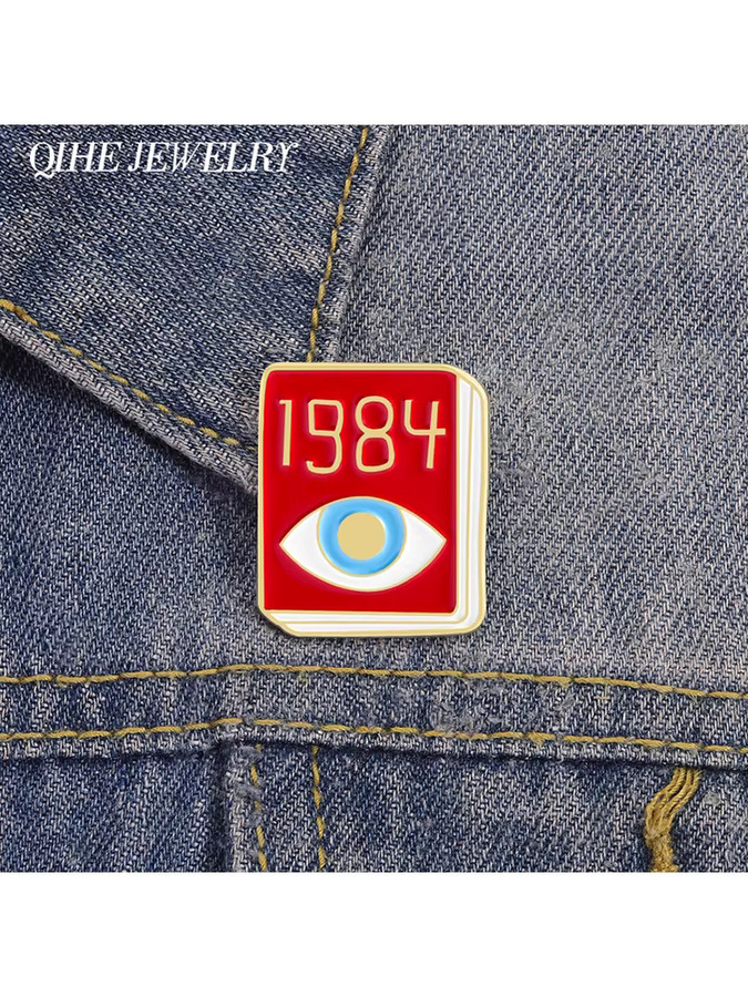 QIHE JEWELRY Anstecknadel Emaille, Buchaugen 1984, Unisex - Bild 3