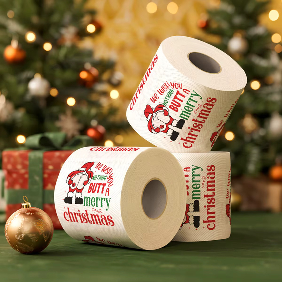 Dekorative Toilettenpapierrollen für Weihnachten und das neue Jahr 2026 in Weiß - Bild 3