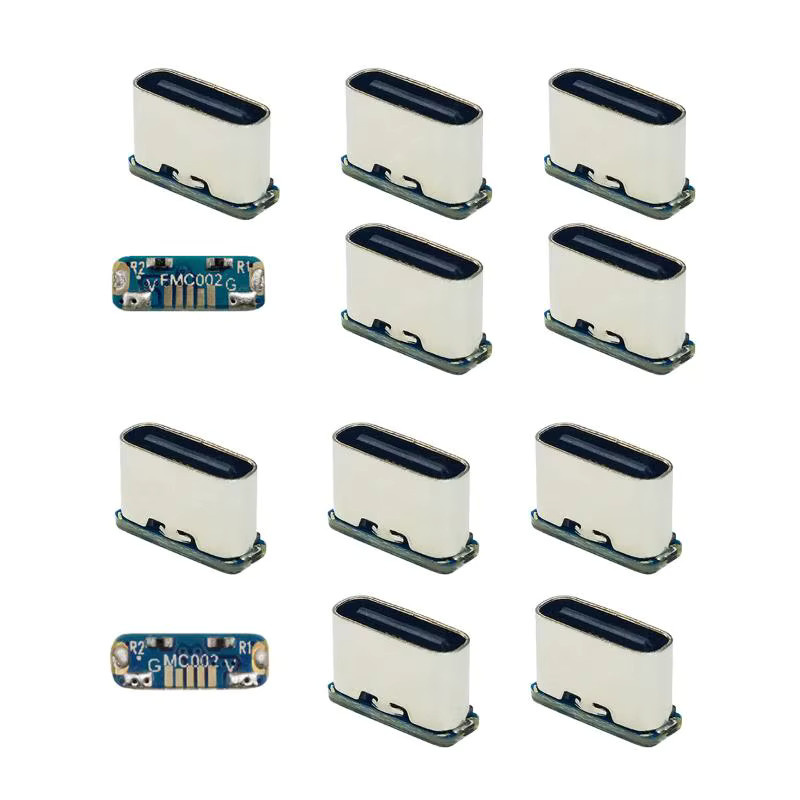HUXUAN USB-C Ladeanschluss Set für PCB-Lötarbeiten, 2 Stück DIY-Reparaturadapter, 5-polige USB-C Buchse in Silber, SMD/SMT Typ - Bild 2