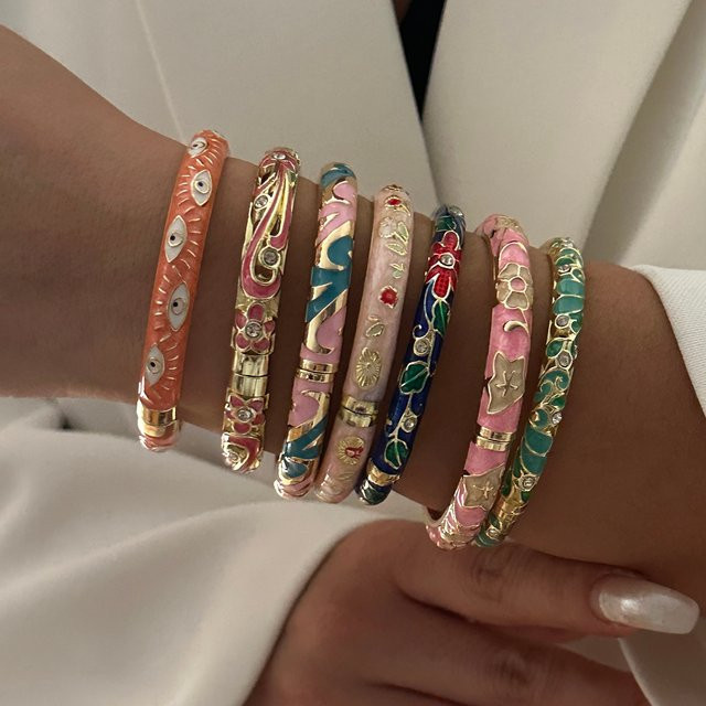 BELLA-Bee Armband, Emaille, Blumen, Goldfarben, Damen - Bild 1