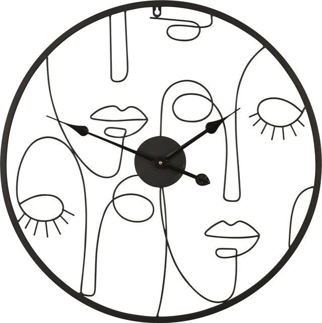 Analoge Wanduhr Impressionen aus Metall in Schwarz mit Quarzwerk, Durchmesser: 60,5 cm - Bild 1