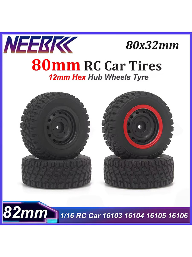 NeebRC RC-Autoreifen, 80mm, 12mm Sechskant-Nabenräder, für 1/16 ferngesteuertes Auto - Bild 3