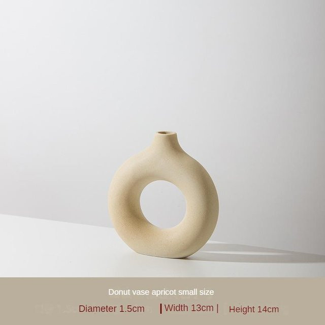 Minimalistische kreisförmige Keramikvase von Yiran Furniture in Weiß für deine Tischdekoration - Bild 1