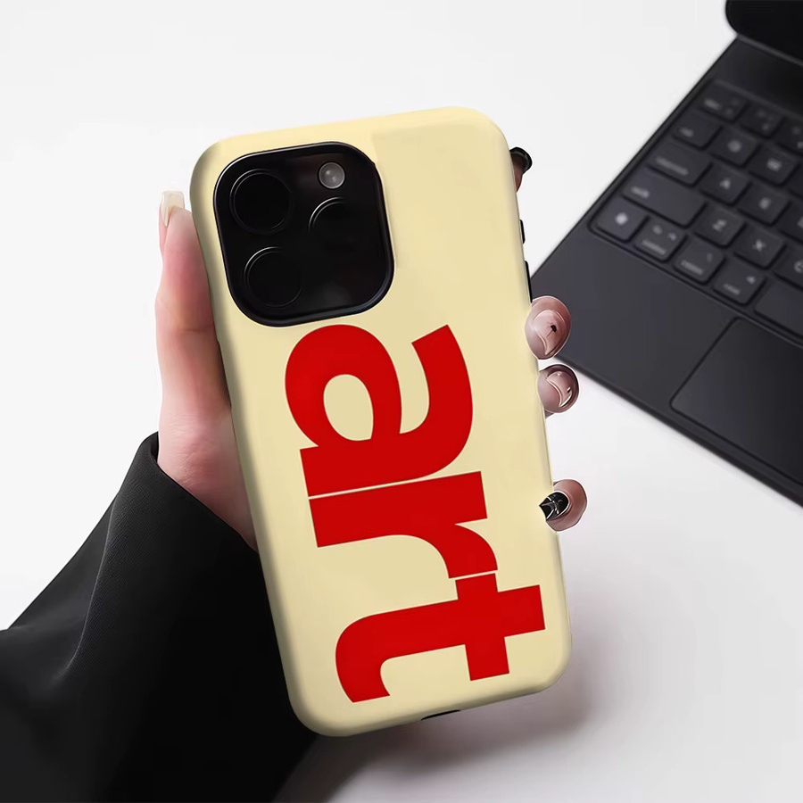 Potdemiel Handyhülle mit roter Typografie für iPhone 17 16 15 14 13 Pro Max Plus, magnetische robuste zweilagige Schutzhülle in Rot - Bild 3