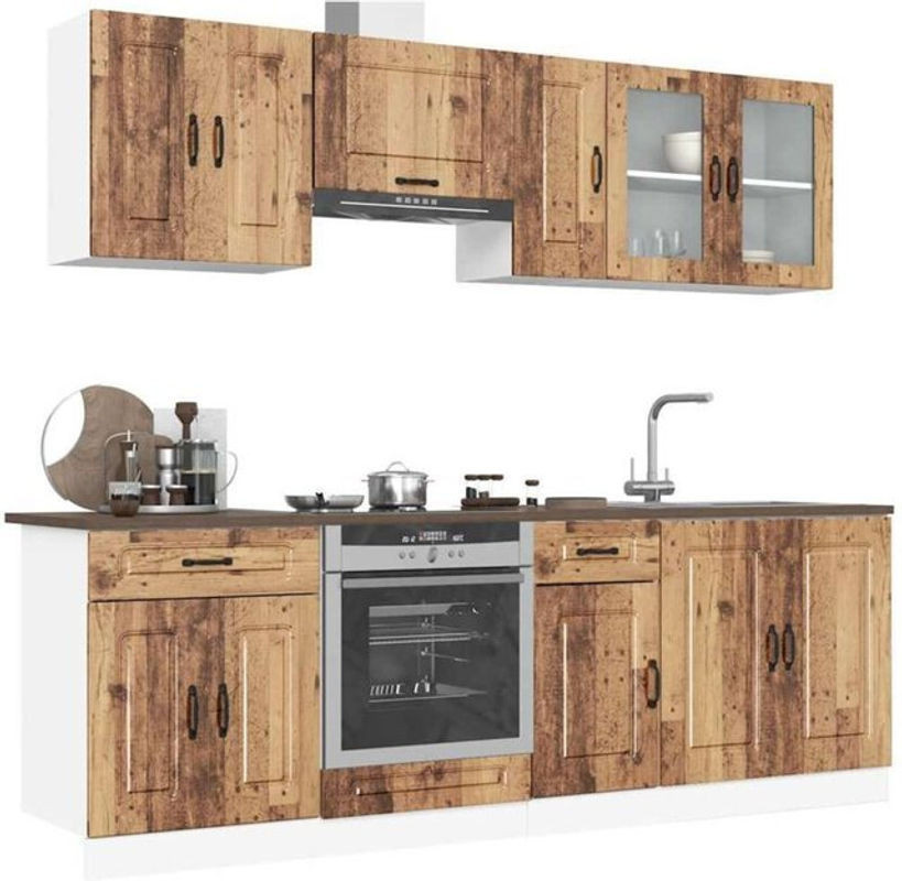 8-tlg. Küchenschrank-Set Kalmar in Braun in Altholz-Optik im Landhausstil von Vidaxl - Bild 1