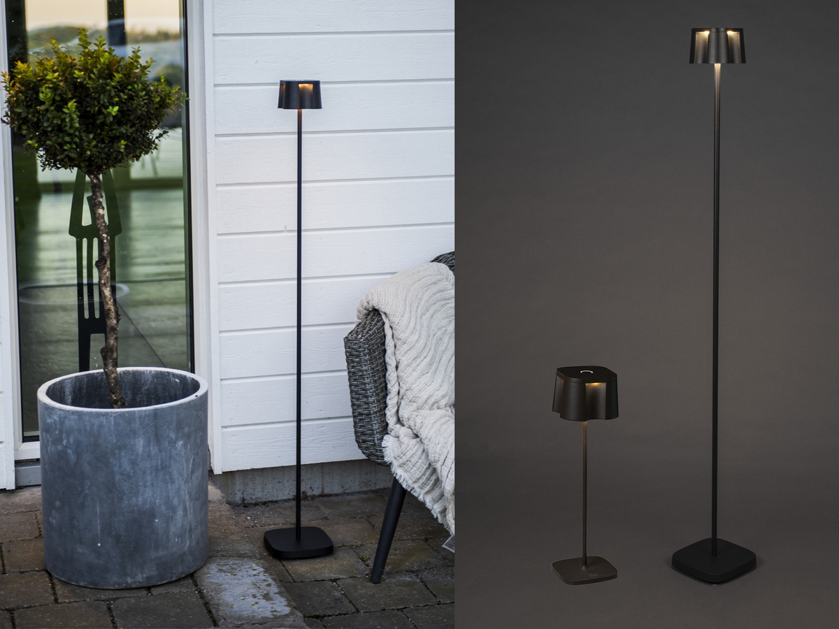 Set aus Akku Stehlampe 120 cm und Tischleuchte 36 cm von Meine Wunschleuchte, kabellos für Outdoor, Schwarz - Bild 1