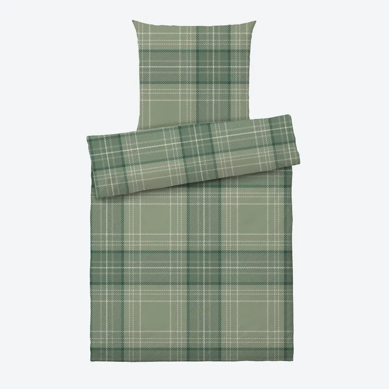 NKD Biber-Bettwäsche-Garnitur mit Kissenbezug und Bettbezug in Grün Karo, Material: Baumwolle und Polyester, B/H: 135 x 200 cm, B/H: 80 x 80 cm - Bild 2