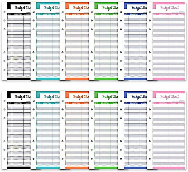 A6 Budget Planner Organizer mit 6 Ringen, Umschlägen, Taschen und Trennseiten, 12 Teile, B/H: 12,0 x 14,8 cm - Bild 1