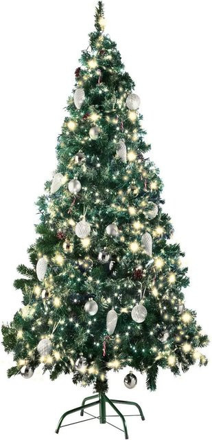Tectake Weihnachtsbaum künstlich mit Lichterkette und Zapfen in Grün, Höhe: 180 cm, Breite: 100 cm, Tiefe: 100 cm - Bild 1