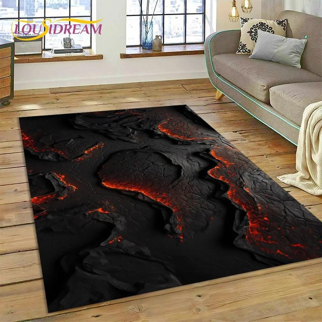 Karpetti Vulkan 3D Lava Magma Teppich, Schwarz, B/T: 70 x 100 cm - Bild 1