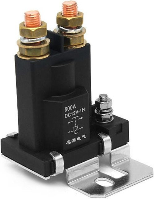 Igeteck Hochstromrelais 12/24V 500A Intelligenter Doppelbatterie-Trennschalter für Campingautos, Schwarz - Bild 1