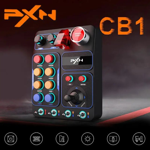 PXN CB1 Simulator Race Central Control Box mit RGB-Beleuchtung für PC und Euro Truck Simulator in Schwarz und Multicolour - Bild 1
