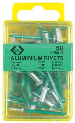 C.K Blindniete T3819A 612 aus Aluminium, Farbe Silber, Durchmesser: 4,8 mm, Länge: 9 mm, 40 Stück - Bild 1