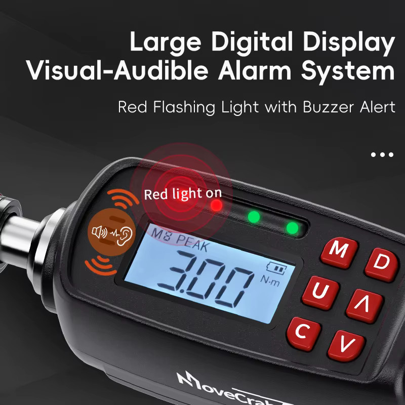MoveCrab Digitales Drehmomentschraubendreher-Set in Schwarz mit 37-teiligem Bits- und Steckschlüsselsatz, 1/4 Zoll Antrieb, 0,2–10 Nm - Bild 6