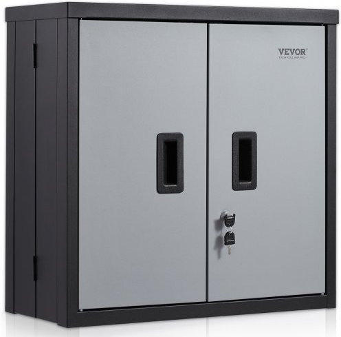 VEVOR Wandmontierter Metall-Garagenschrank in Schwarz mit verstellbaren Regalböden und Magnettüren, Tragkraft 108,86 kg, Breite: 66 cm - Bild 1