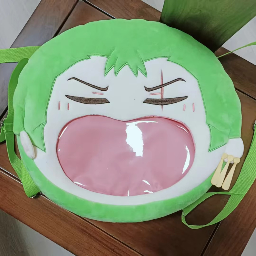 Bandai One Piece Zoro Cos Umhängetasche Plüsch Big Mouth Rucksack, Transparent Itabag - Bild 3