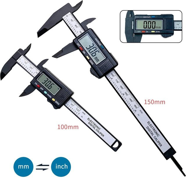 Digitaler Messschieber von TTAKA7 mit Kohlefaser-Zifferblatt, Messbereich 150 mm - Bild 1