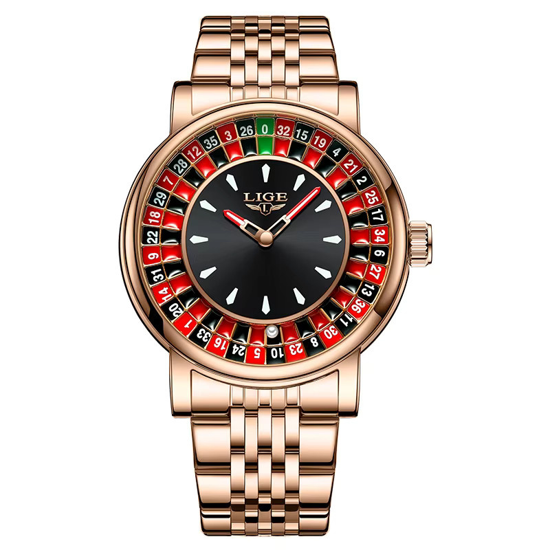 LIGE Armbanduhr Quarz, Edelstahl, Roségold, Schwarz, Herren - Bild 7