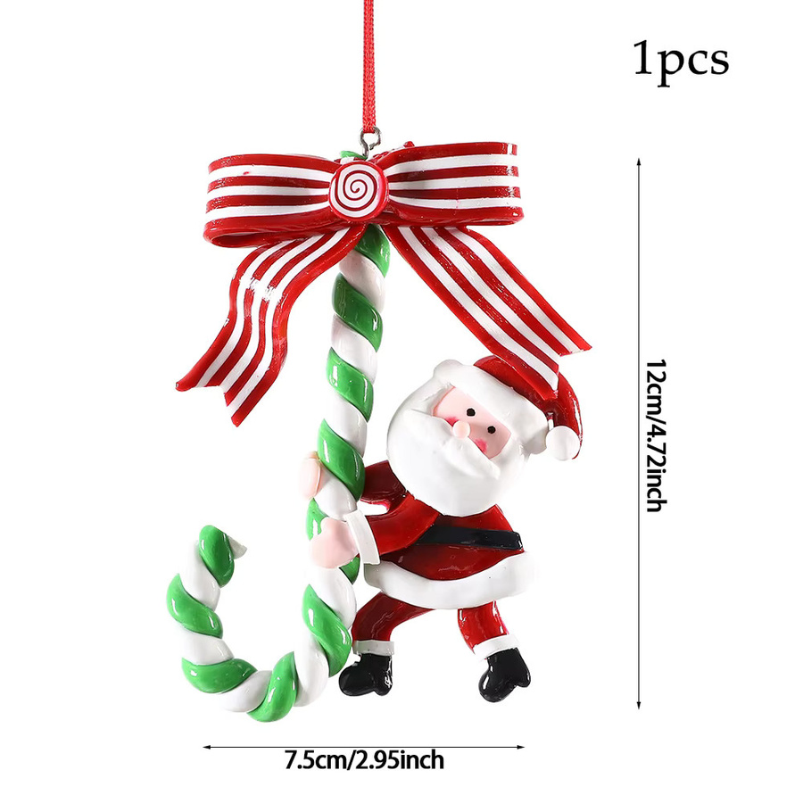 Enanal Weihnachtsbaum Ornament Lutscher aus Keramik in Rot und Weiß gestreift - Bild 4