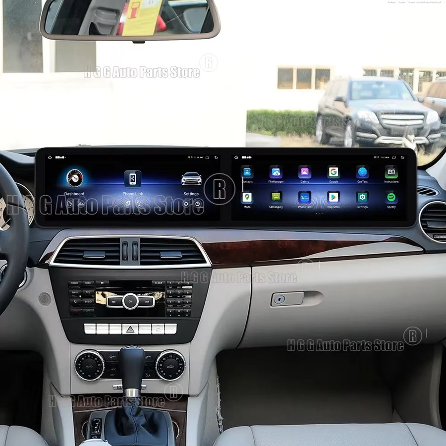 YANFU Dual Screen Android Multimedia Video Player mit Carplay, GPS und Navigation für Mercedes Benz C Klasse W204 2011-2014, Schwarz - Bild 6