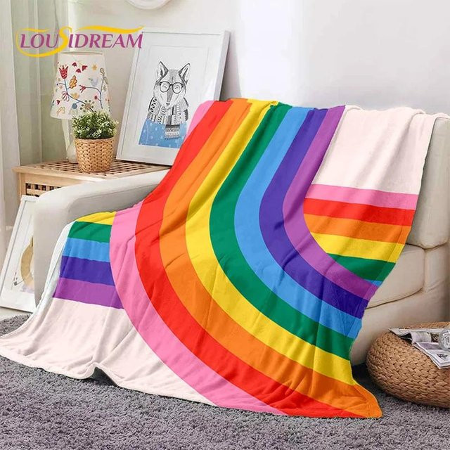 Karpetti Flanelldecke mit Regenbogenfarben Illusion Cartoon Design, weiche Überwurfdecke in Multicolour, B/B: 100 x 150 cm - Bild 1
