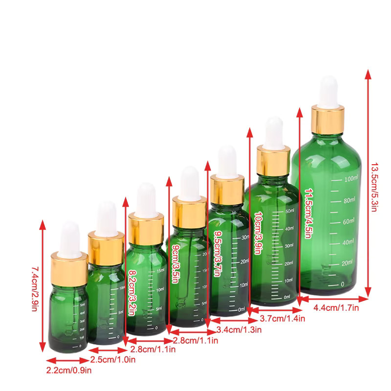 KuZHEN Tropfflaschen mit Skala, grünes Glas, für Augen, 5ml-100ml - Bild 3