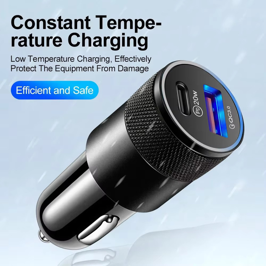 Ai CAR FUN Mini-Autoladegerät mit USB-C PD Buchse in Schwarz für 12-24V Zigarettenanzünder Schnellladung für iPhone, Xiaomi, Huawei und Samsung - Bild 3
