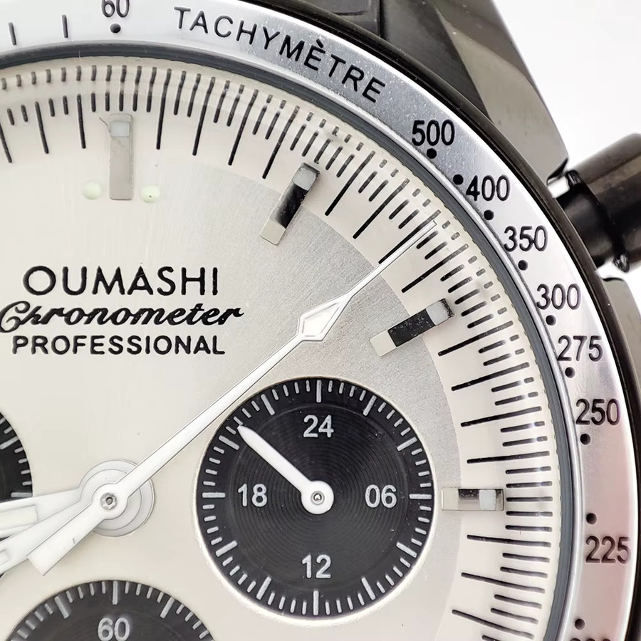 OUMASHI Chronograph, Herren, schwarzes Gehäuse, 41 mm, Automatik, 10 ATM - Bild 4