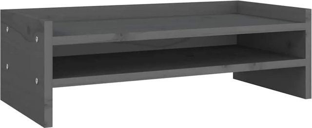 vidaXL Monitorständer aus Kiefer Massivholz in Grau, B/T/H: 50 x 24 x 16 cm - Bild 1