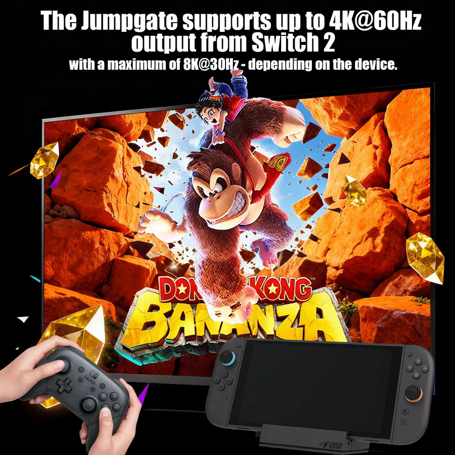 Skull & Co. Jumpgate Dock USB C Hub Savage Raven Tragbare Ständer-Dockingstation für Nintendo Switch 2 und OLED in Schwarz - Bild 2