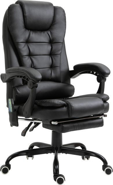 Vinsetto Massagesessel mit 7 Punkten, höhenverstellbarer Drehstuhl mit Fußstütze und Rückenpolster, Schwarz, B/T/H: 67 x 79 x 111-121 cm - Bild 1